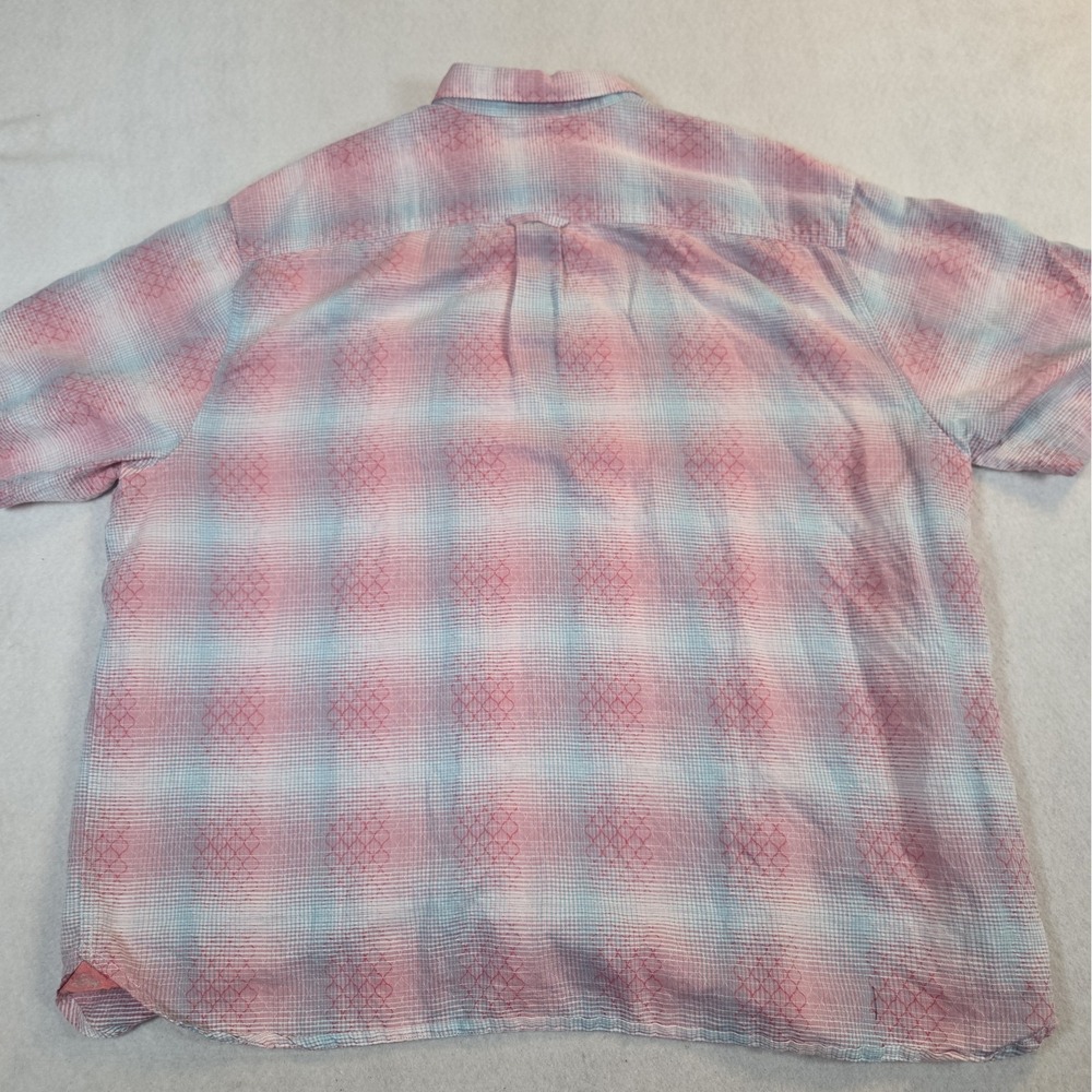 Tommy Bahama 2XB Red/Pink Blue Linen Cotton Short Sleeve Shirt Ravenna Plaid - Picture 8 of 9